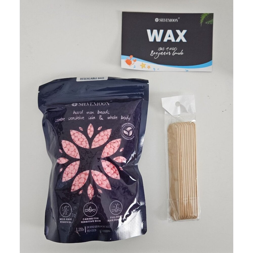 Hard Wax Beads - Sensitive Skin Hair Removal Kit 1.2lb Refill Pack 10 App Sticks